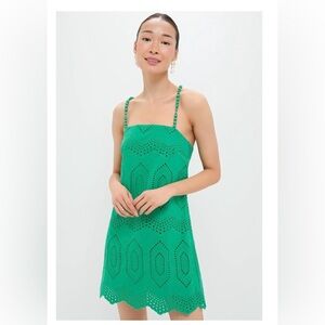Hyacinth House Green Eyelet Mini Dress with beaded straps
